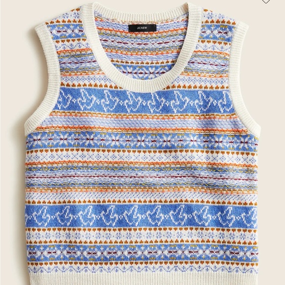 J.Crew Fair Isle Sweater Vest Blue Wool Blend Size M - Picture 7 of 7